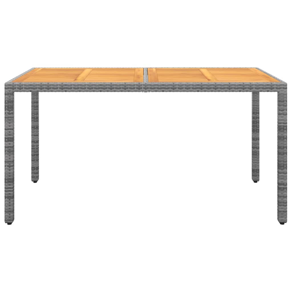 Gartentisch 150x90x75 cm Akazienholz und Poly Rattan Grau