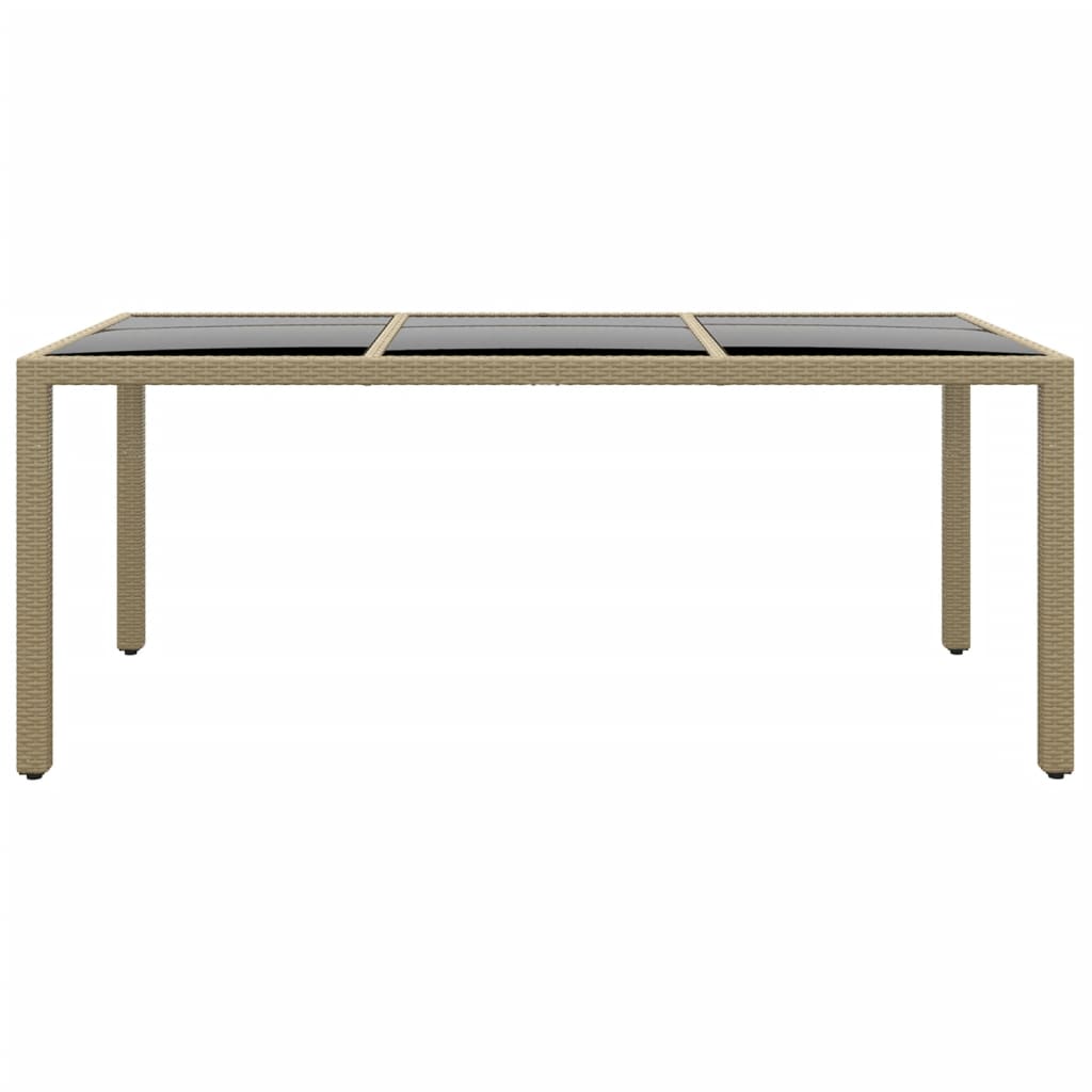 Gartentisch 190x90x75 cm Hartglas und Poly Rattan Beige