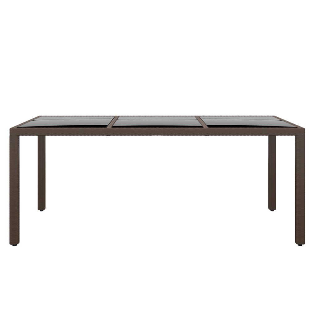 Gartentisch 190x90x75 cm Hartglas und Poly Rattan Braun