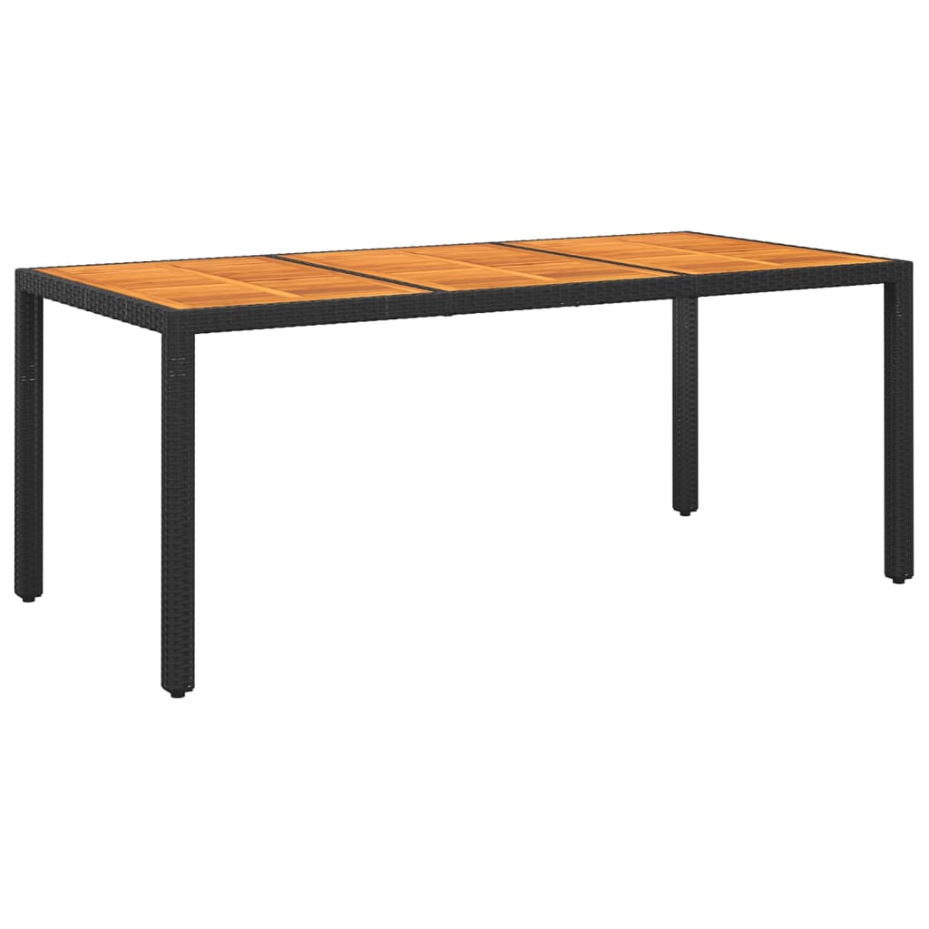 Gartentisch 190x90x75 cm Akazienholz und Poly Rattan Schwarz