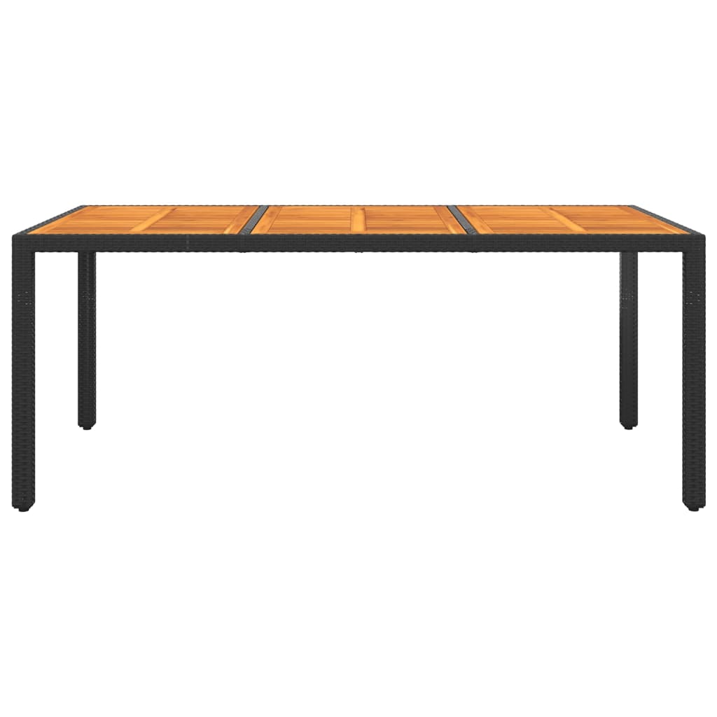 Gartentisch 190x90x75 cm Akazienholz und Poly Rattan Schwarz