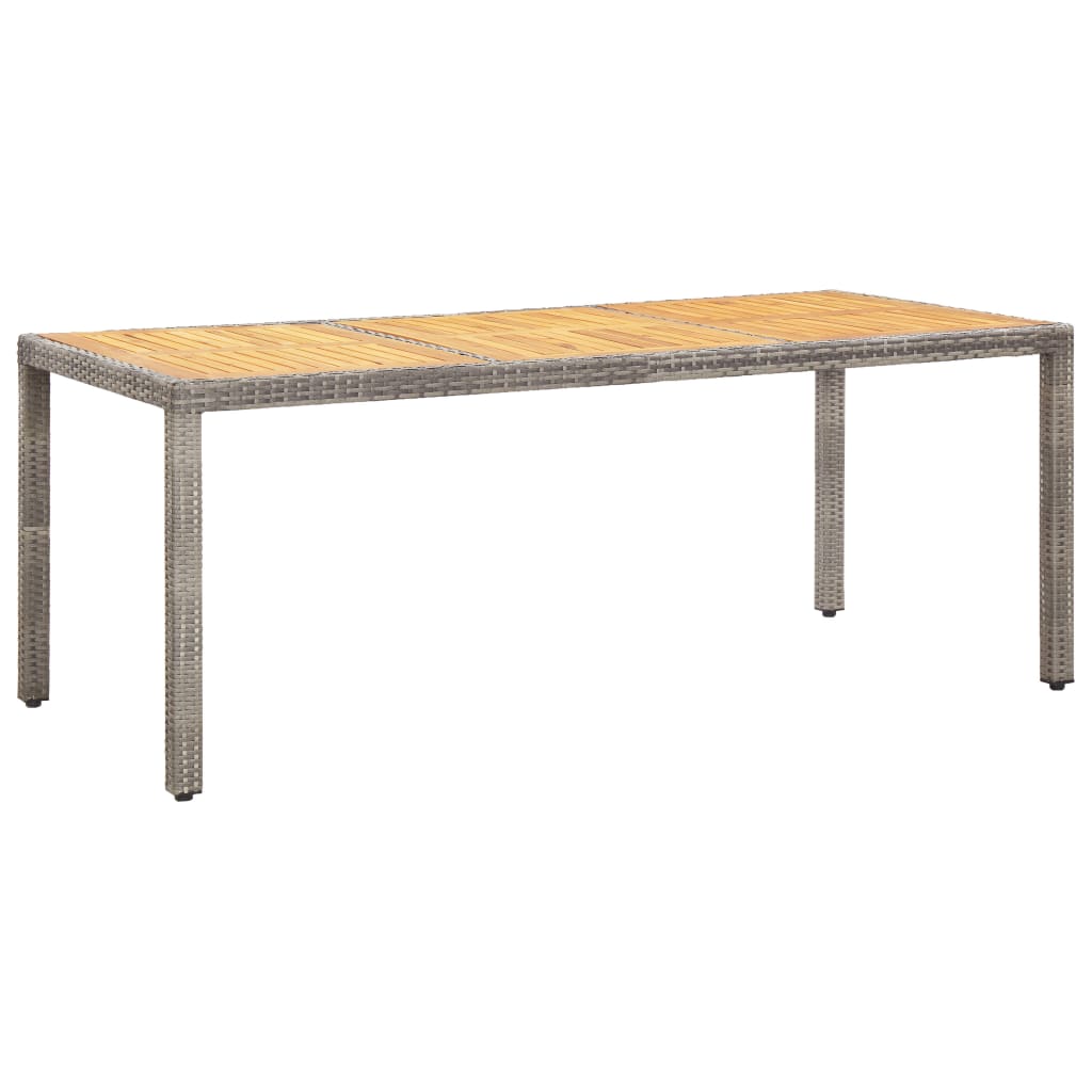 Gartentisch Grau 190x90x75 cm Poly Rattan und Akazienholz