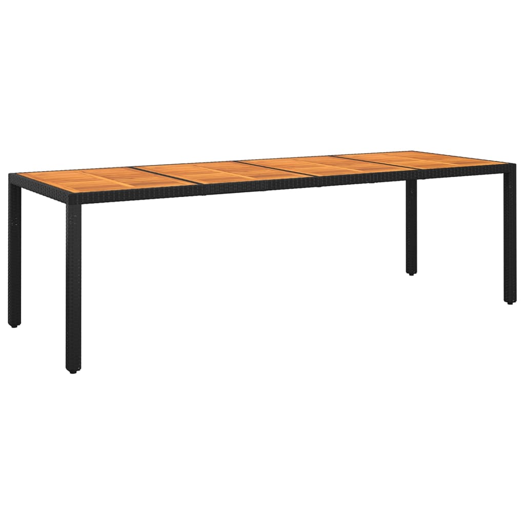 Gartentisch 250x100x75 cm Akazienholz und Poly Rattan Schwarz
