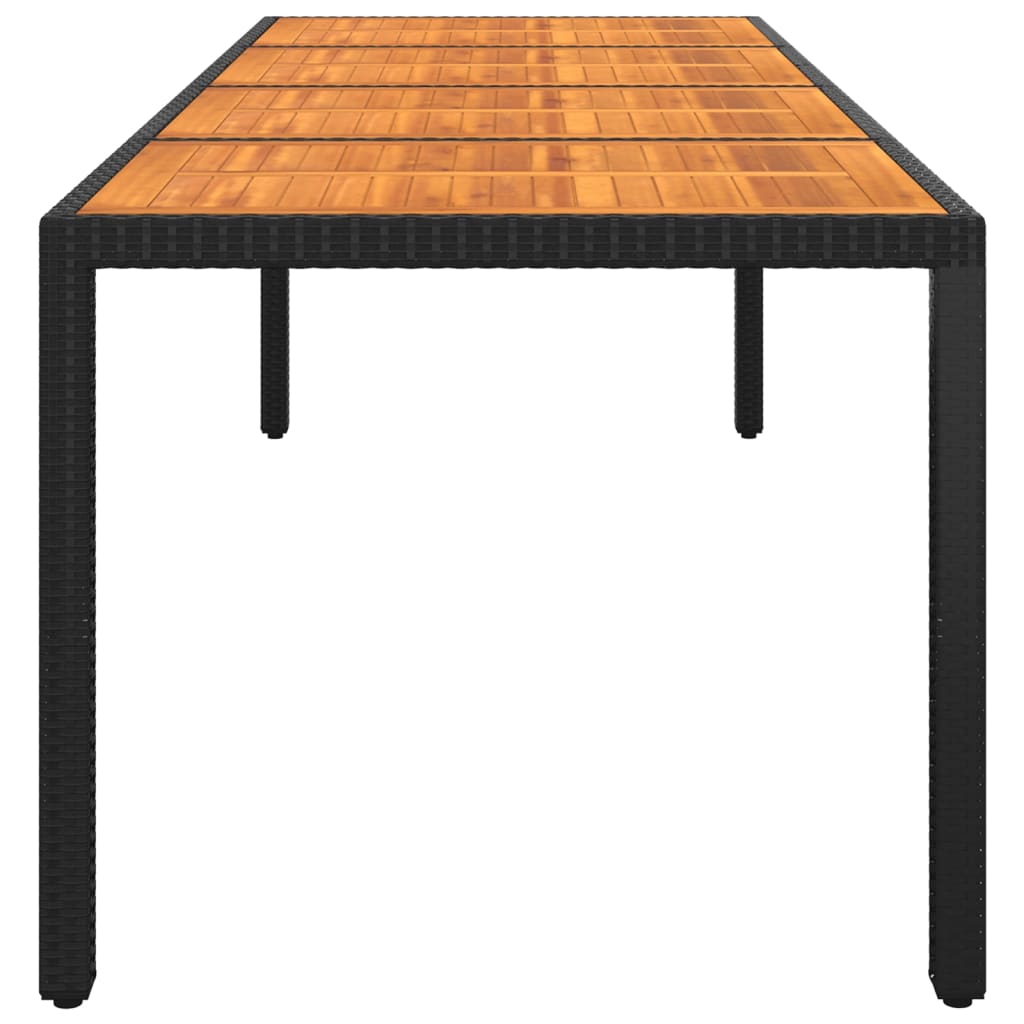 Gartentisch 250x100x75 cm Akazienholz und Poly Rattan Schwarz
