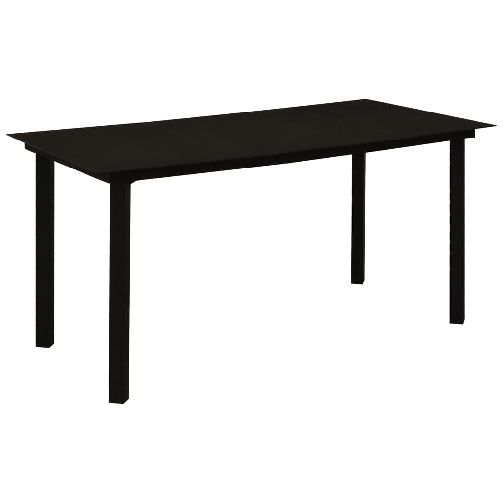 Garten-Esstisch Schwarz 150x80x74 cm Stahl und Glas