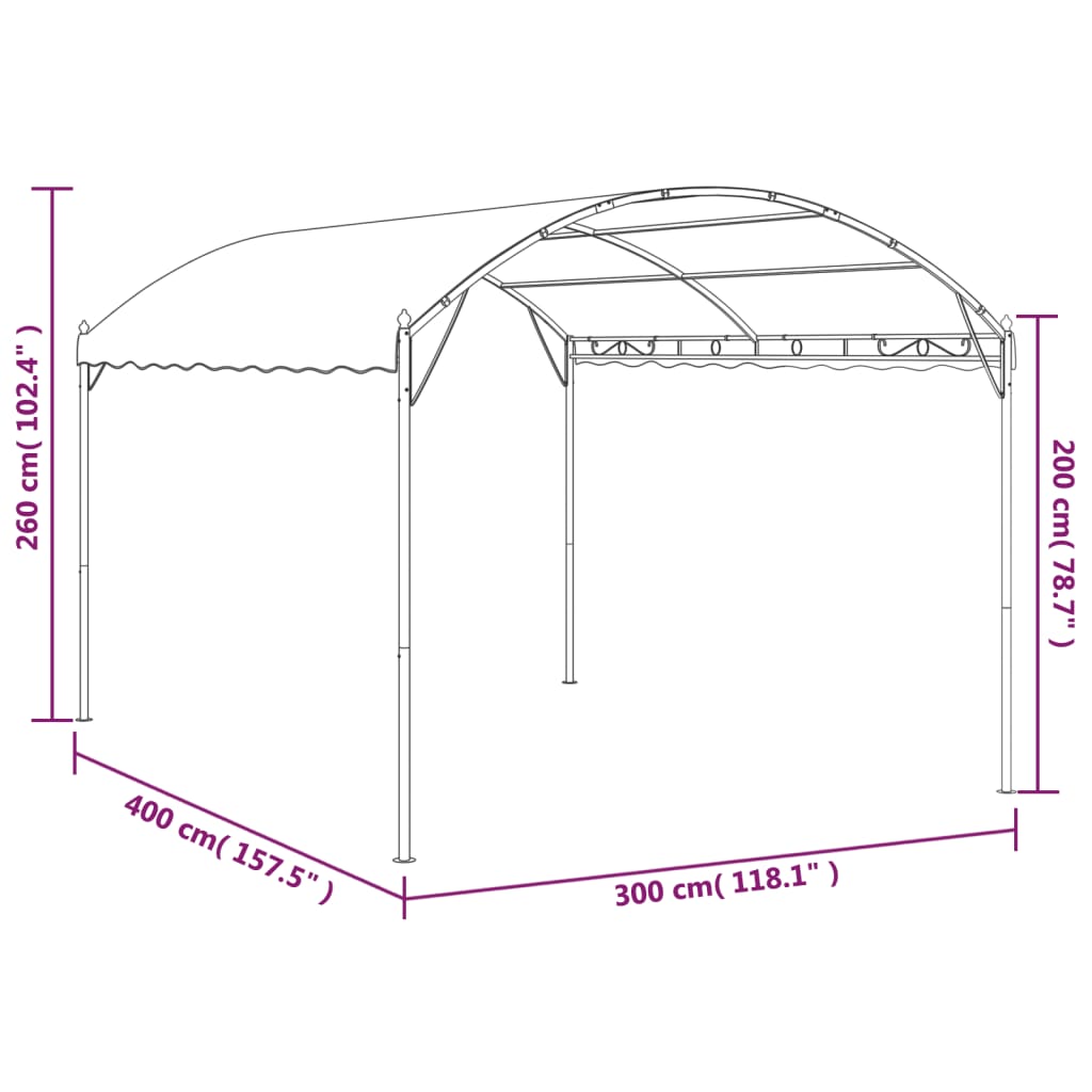 Pavillon 4x3x2,6 m Taupe 180 g/m²