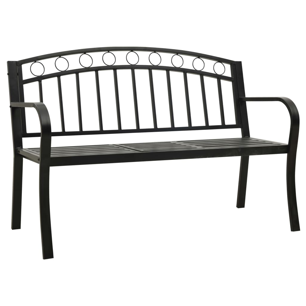 Gartenbank mit Tisch 125 cm Stahl Schwarz