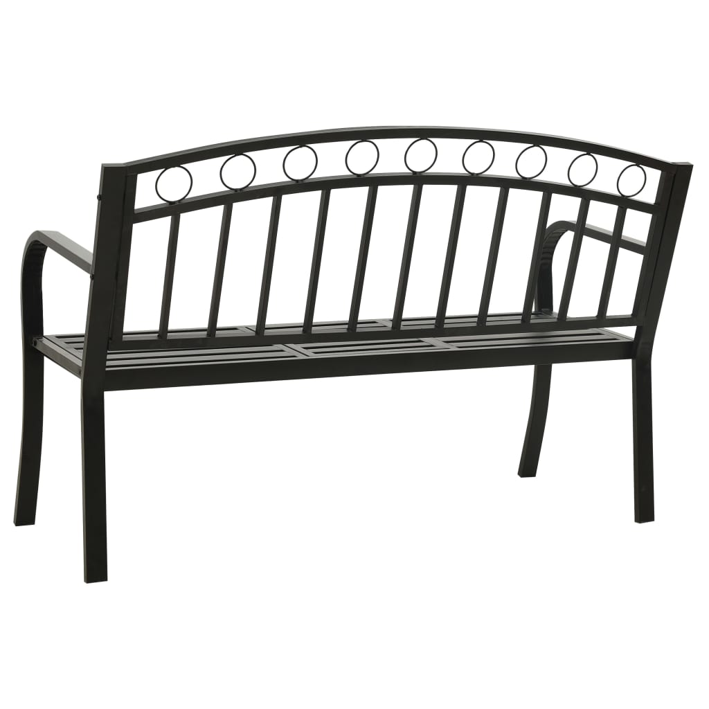 Gartenbank mit Tisch 125 cm Stahl Schwarz