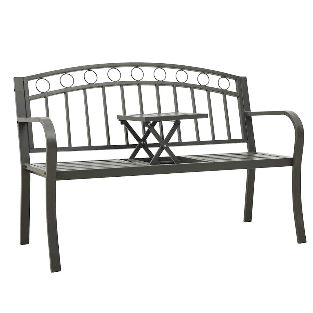 Gartenbank mit Tisch 125 cm Stahl Grau