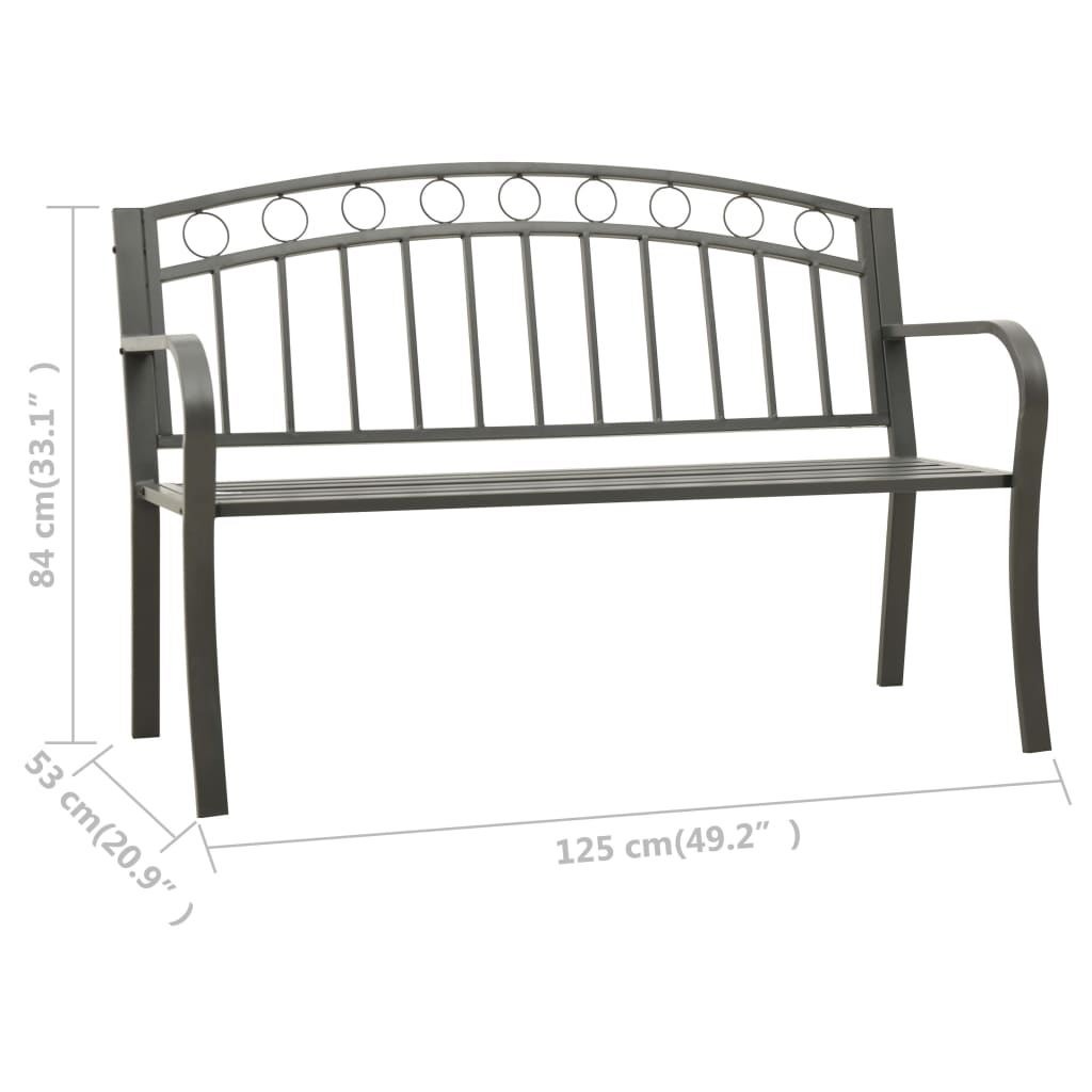 Gartenbank 125 cm Stahl Grau