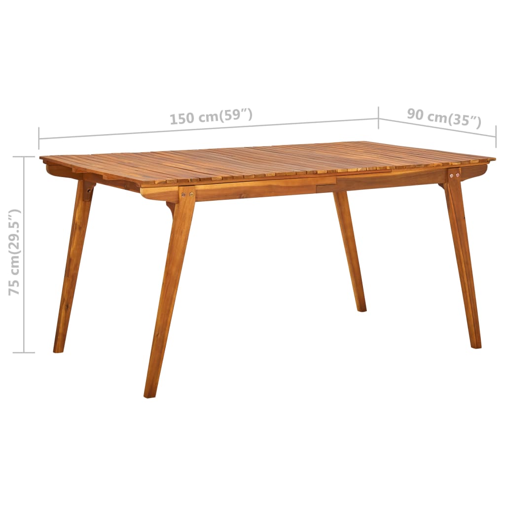 Gartentisch 150x90x75 cm Akazie Massivholz