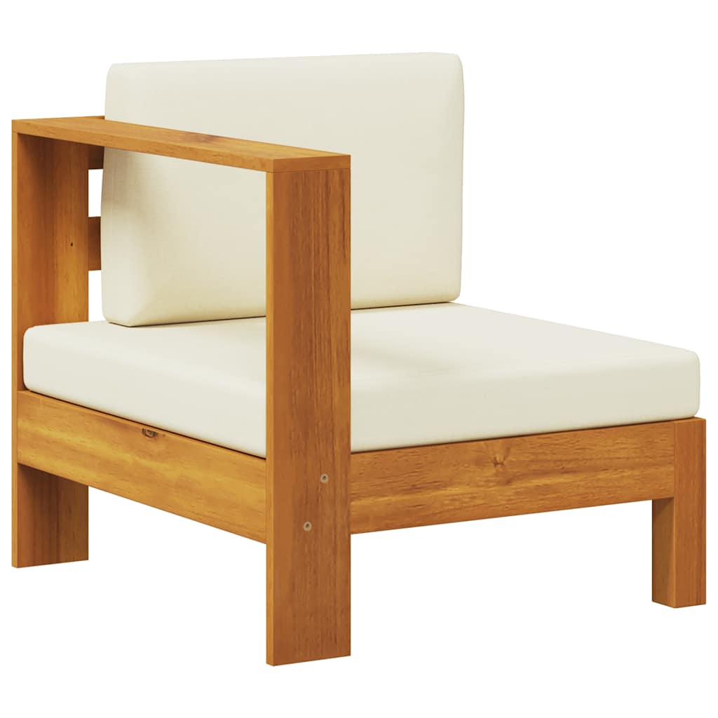 Mittelsofa mit 1 Armlehne Cremeweiß Massivholz Akazie