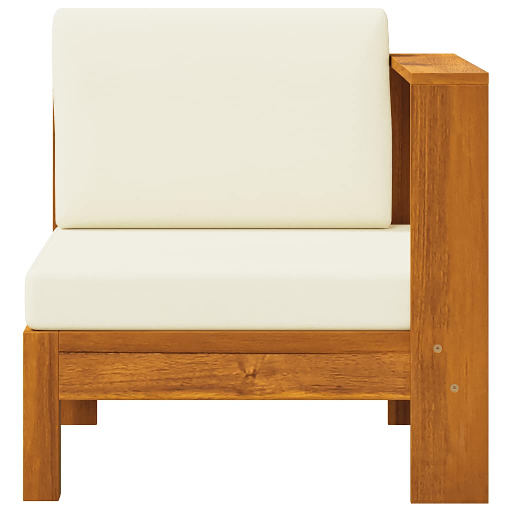 Mittelsofa mit 1 Armlehne Cremeweiß Massivholz Akazie