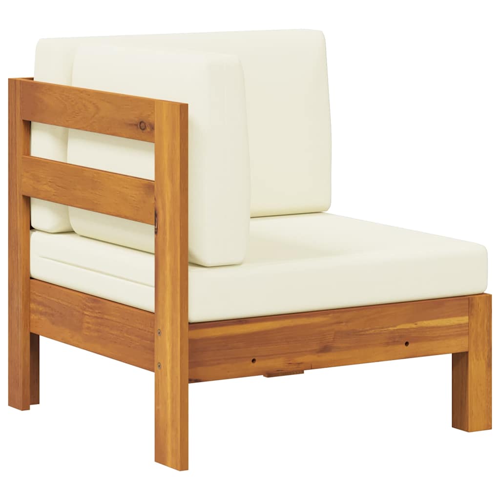 Ecksofa mit Cremeweißen Kissen Massivholz Akazie