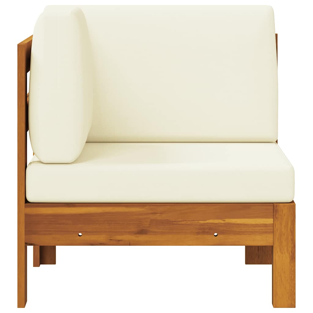 Ecksofa mit Cremeweißen Kissen Massivholz Akazie