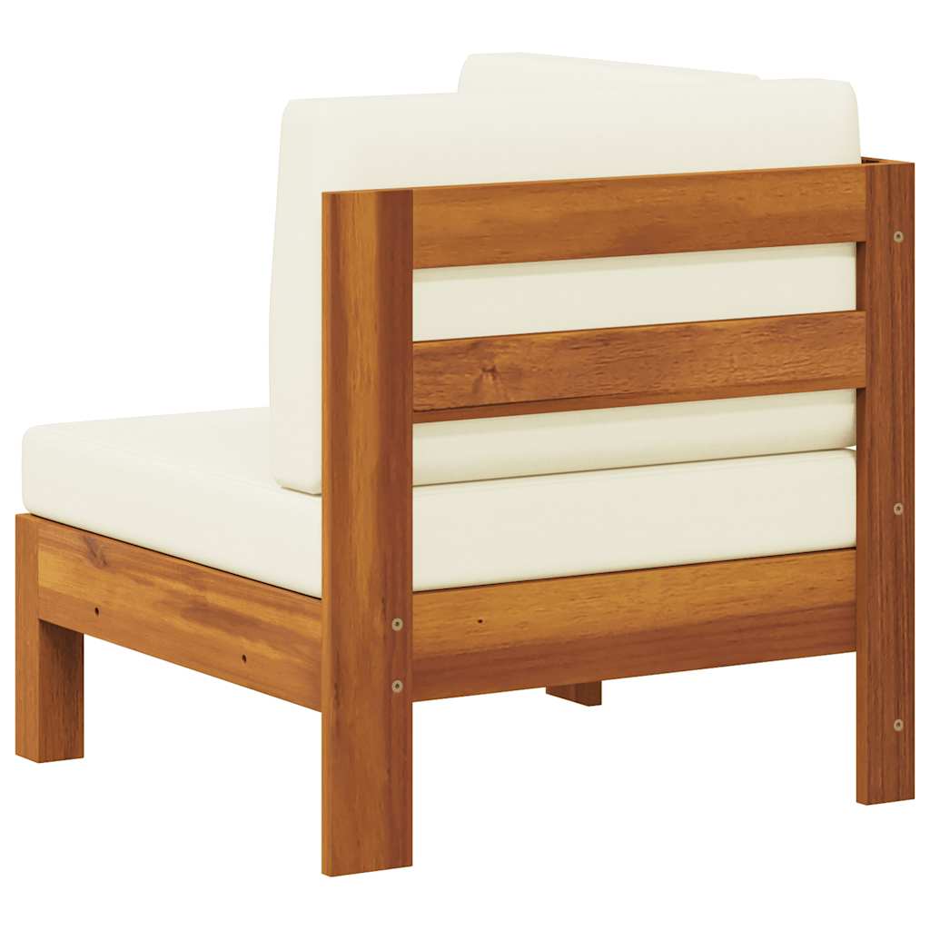 Ecksofa mit Cremeweißen Kissen Massivholz Akazie