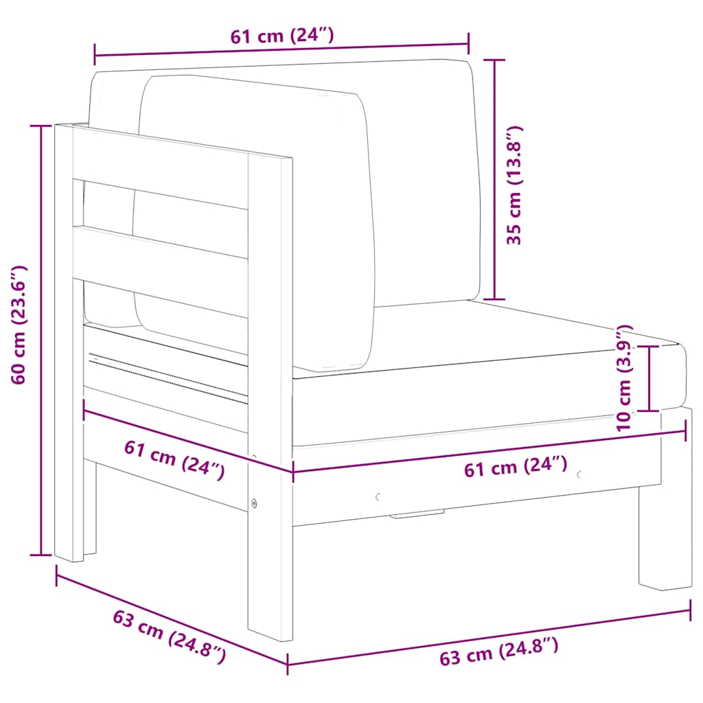 Ecksofa mit Cremeweißen Kissen Massivholz Akazie