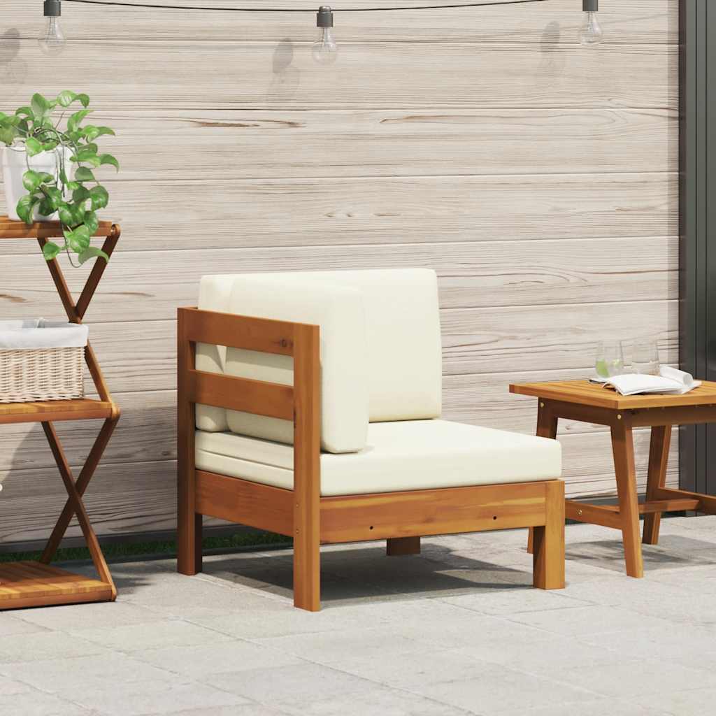 Ecksofa mit Cremeweißen Kissen Massivholz Akazie