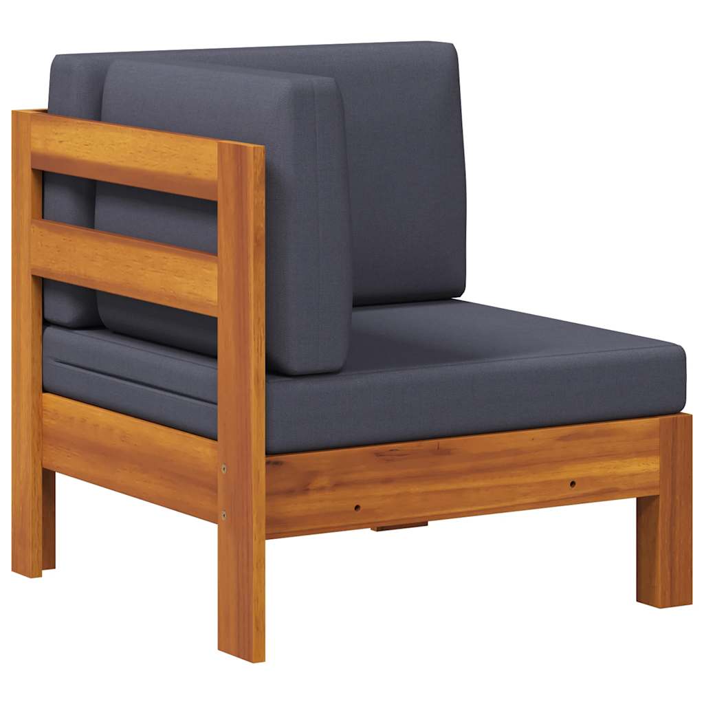 Ecksofa mit Dunkelgrauen Kissen Massivholz Akazie