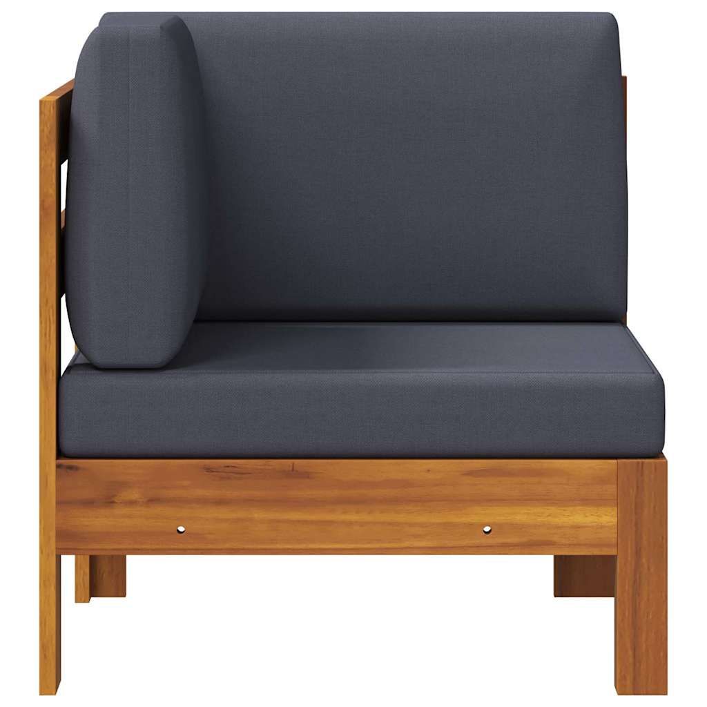Ecksofa mit Dunkelgrauen Kissen Massivholz Akazie