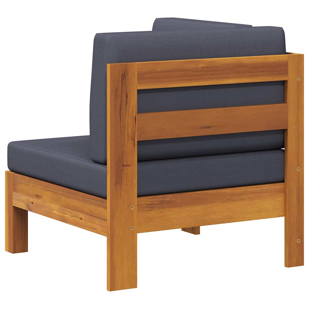 Ecksofa mit Dunkelgrauen Kissen Massivholz Akazie