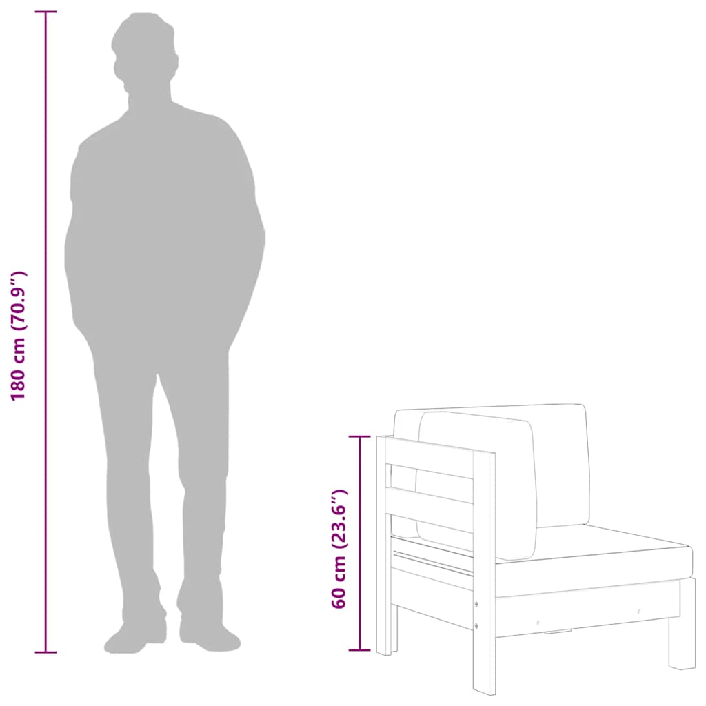 Ecksofa mit Dunkelgrauen Kissen Massivholz Akazie