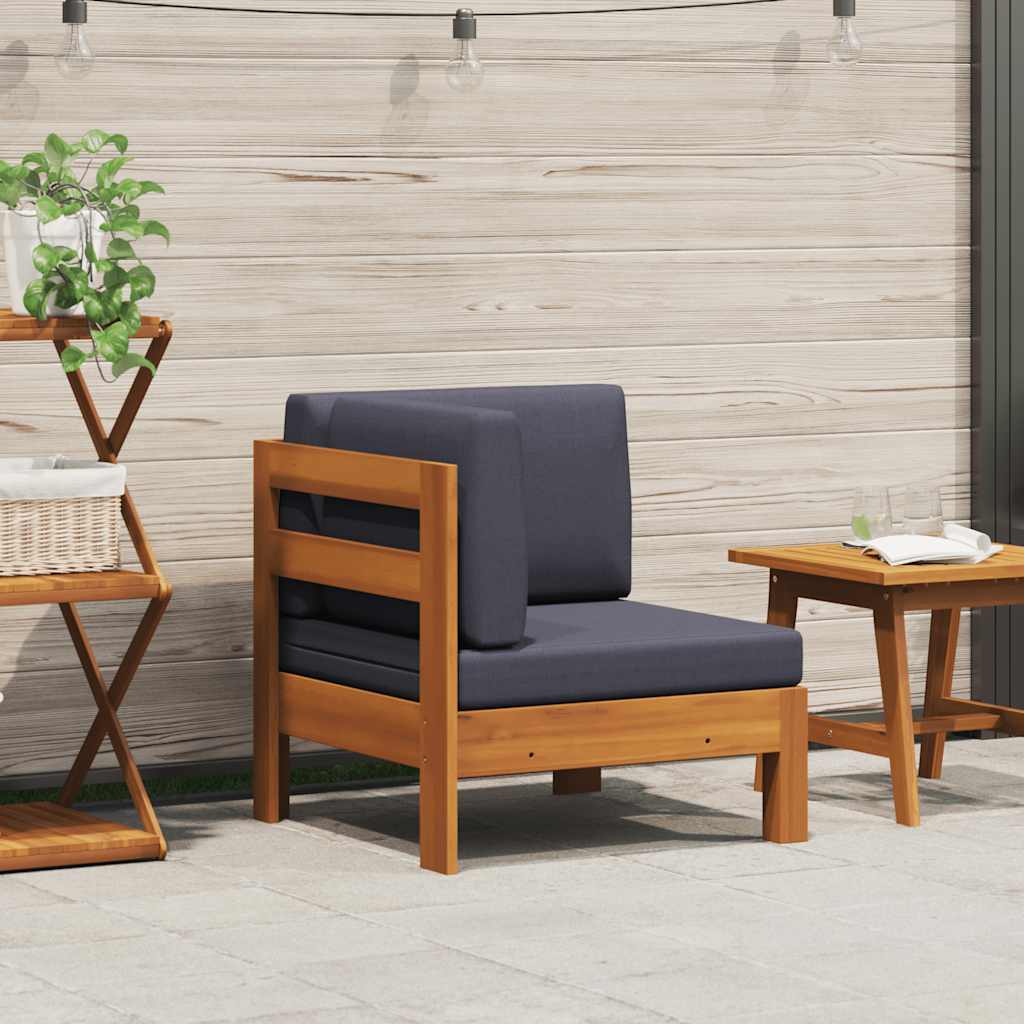 Ecksofa mit Dunkelgrauen Kissen Massivholz Akazie