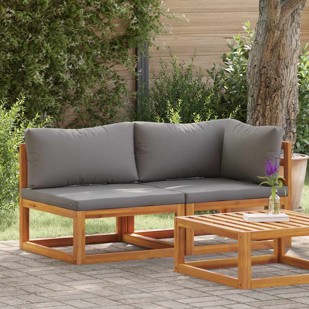 2-tlg. Sofa-Set mit dunkelgrauen Kissen Akazie Massivholz