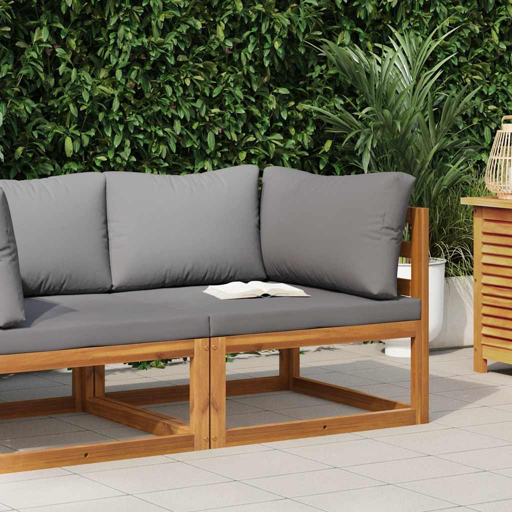 Modular-Ecksofa mit Dunkelgrauen Kissen Akazie Massivholz