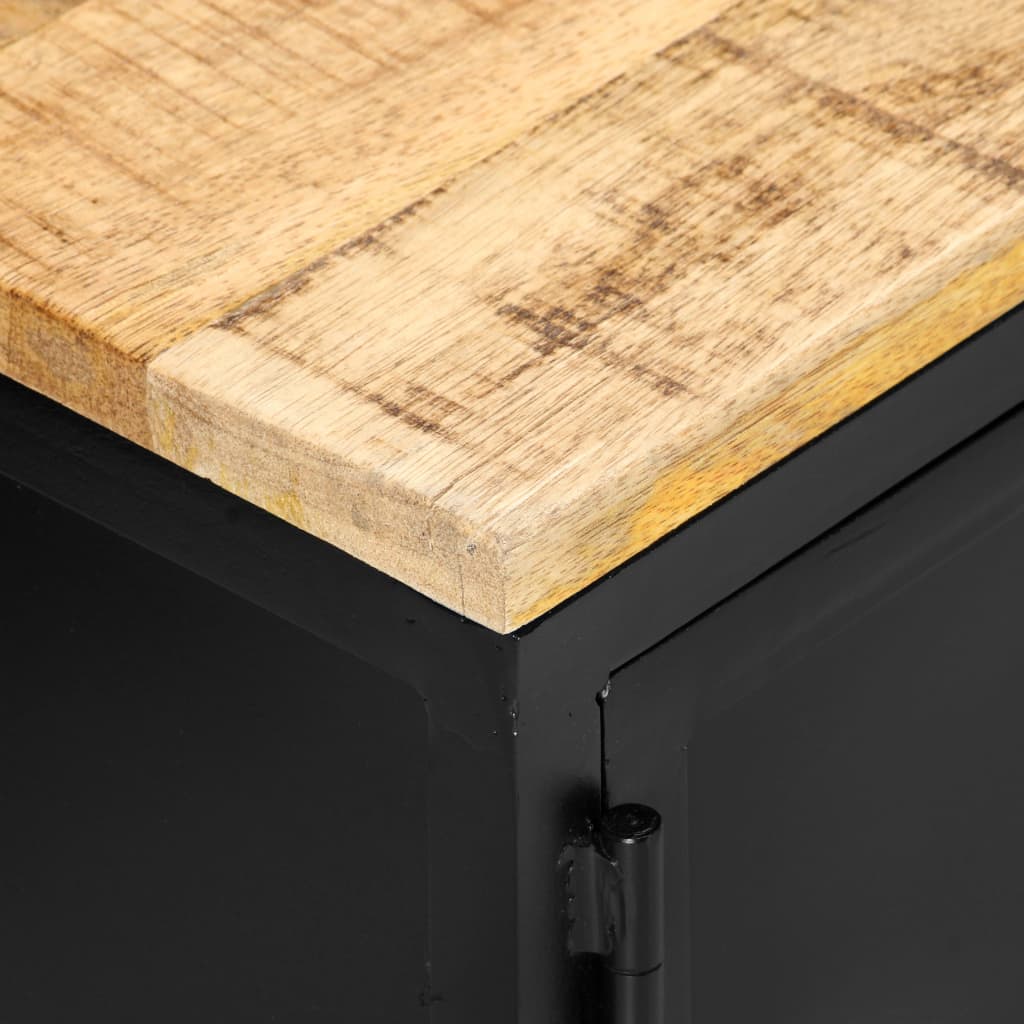 TV-Schrank 130x30x37 cm Raues Mango-Massivholz