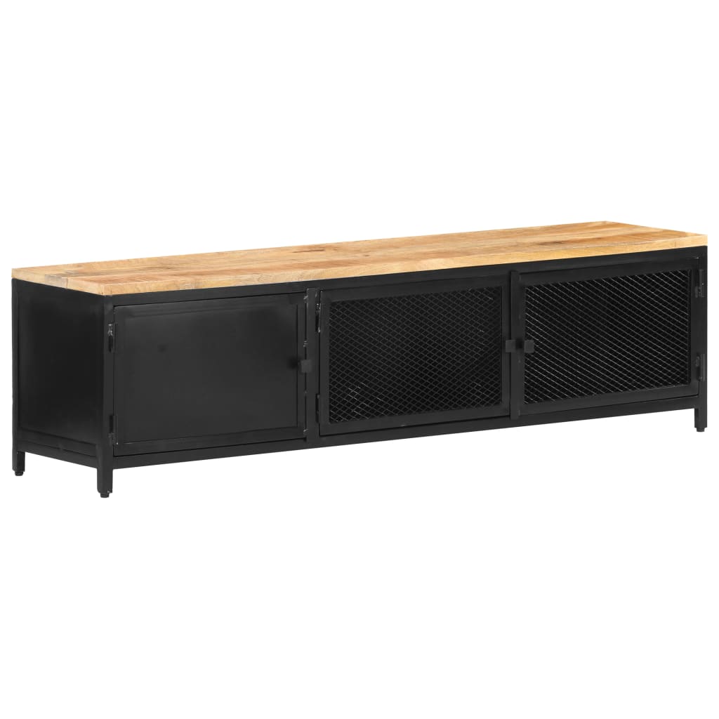 TV-Schrank 130x30x37 cm Raues Mango-Massivholz
