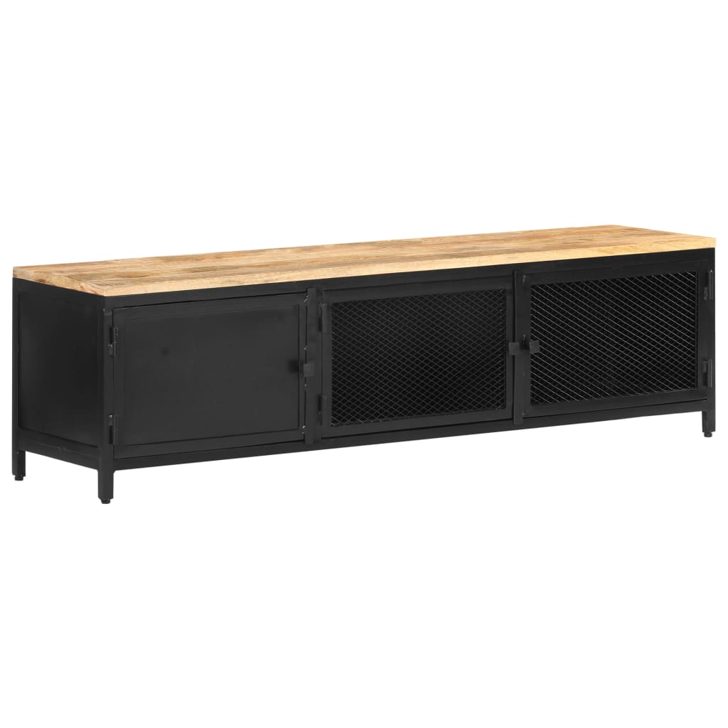 TV-Schrank 130x30x37 cm Raues Mango-Massivholz