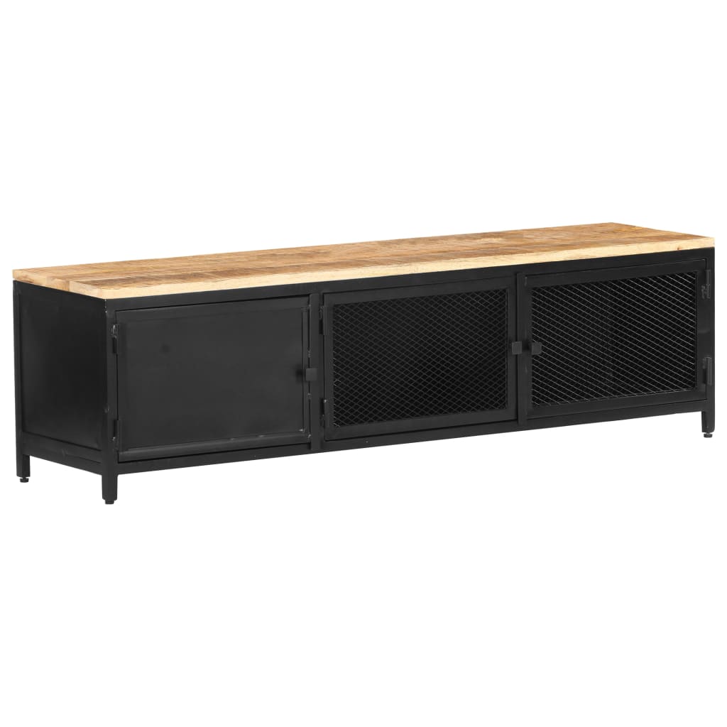 TV-Schrank 130x30x37 cm Raues Mango-Massivholz