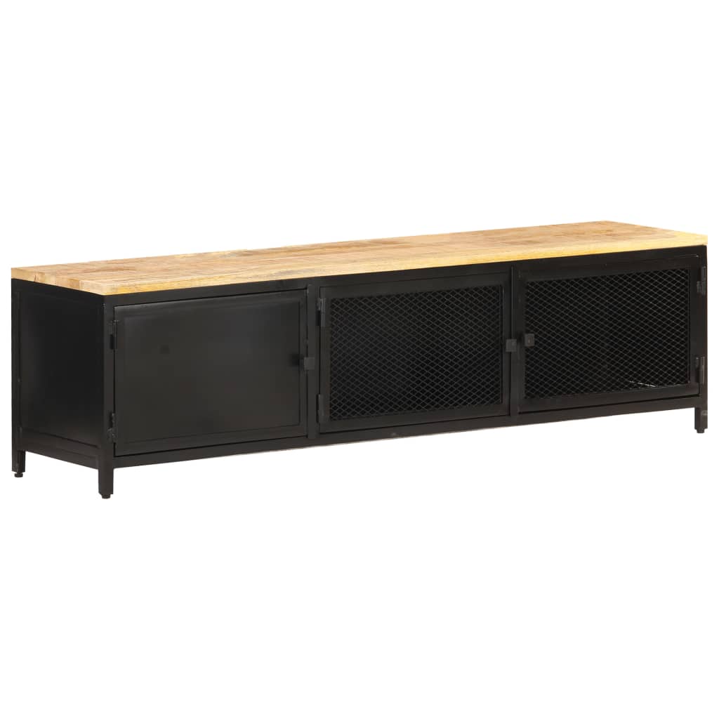 TV-Schrank 130x30x37 cm Raues Mango-Massivholz