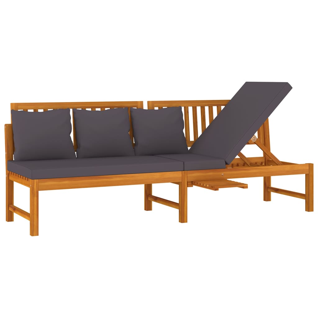 Tagesbett mit Grauen Kissen 200x60x75 cm Massivholz Akazie