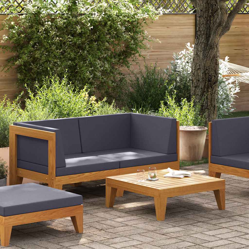 2-tlg. Garten-Lounge-Set mit Auflagen Massivholz Akazie