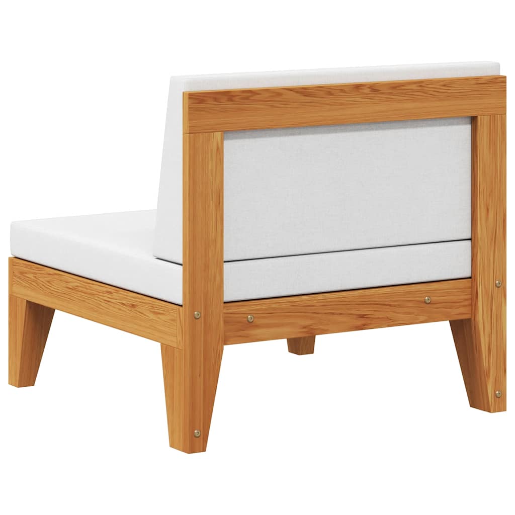 Modular-Mittelsofa mit Cremeweißen Kissen Akazie Massivholz