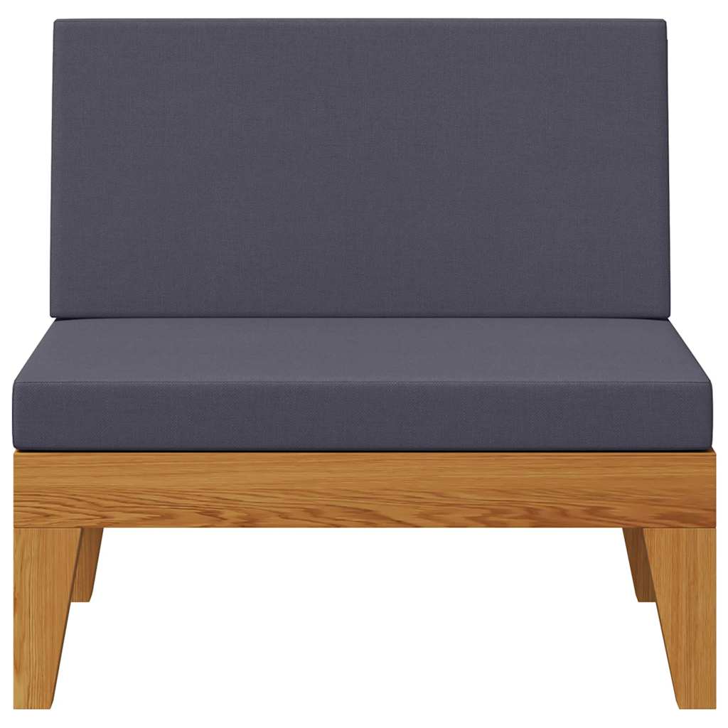 Modular-Mittelsofa mit Dunkelgrauen Kissen Akazie Massivholz