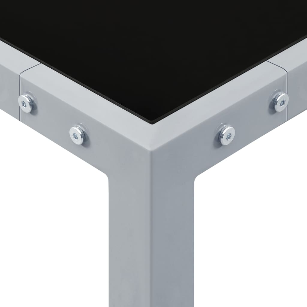 Gartentisch 130x130x72 cm Grau Stahl und Glas