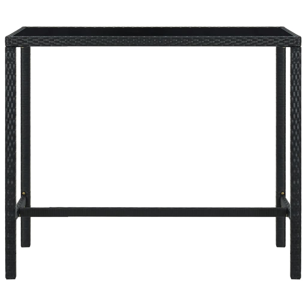 Garten-Bartisch Schwarz 130x60x110 cm Poly Rattan und Glas