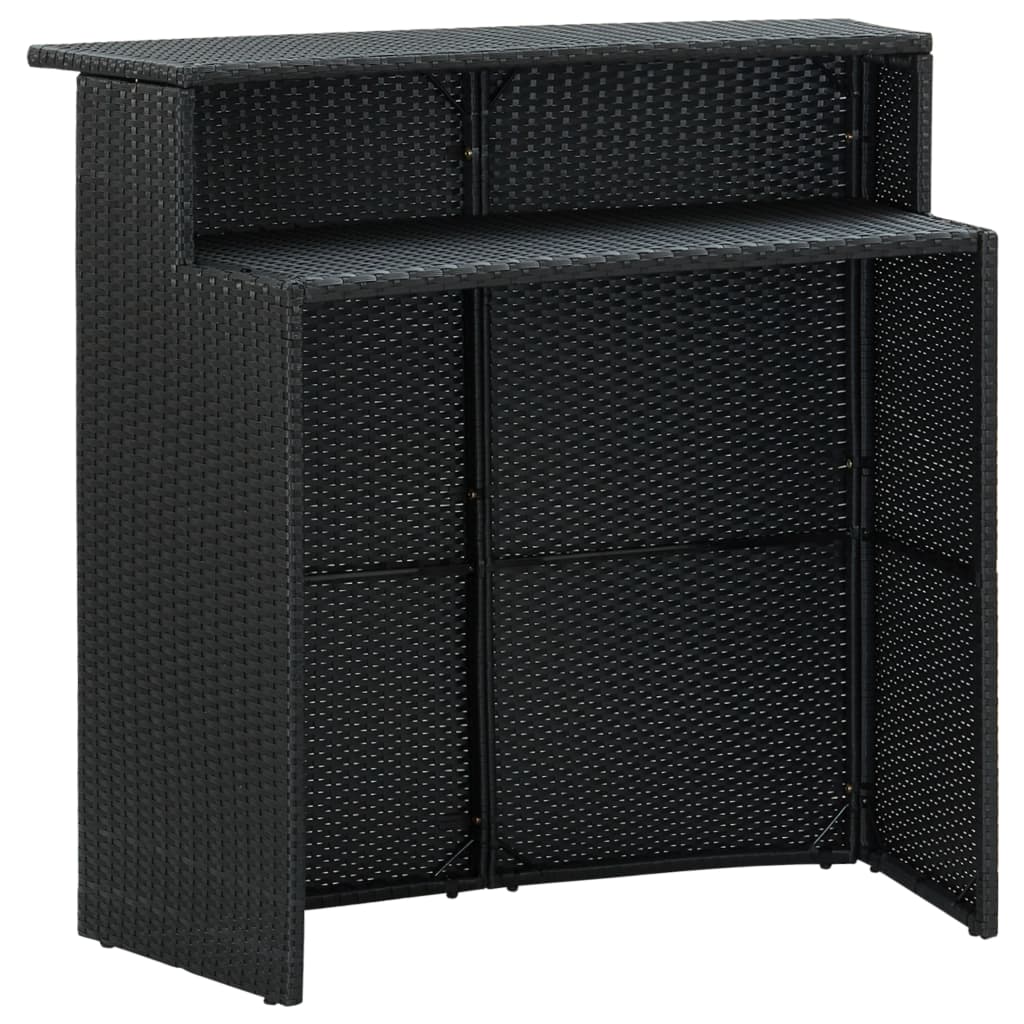 Garten-Bartisch Schwarz 120x55x110 cm Poly Rattan