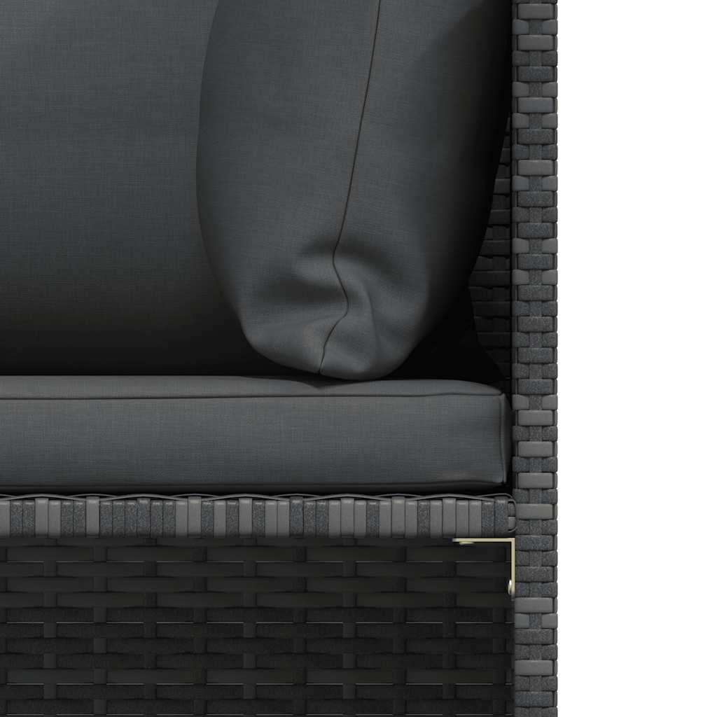 2-Sitzer-Gartensofa mit Polstern Grau Poly Rattan