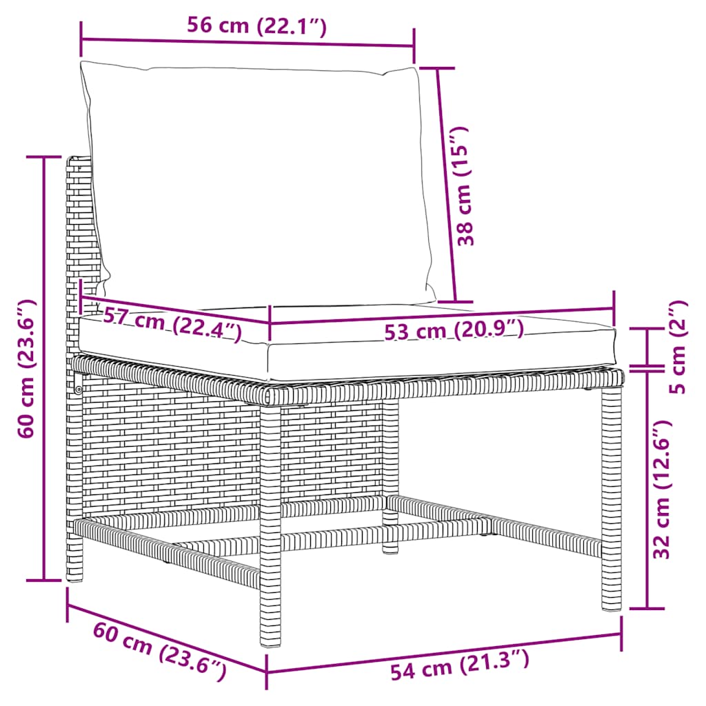 3-Sitzer-Gartensofa mit Kissen Grau Poly Rattan