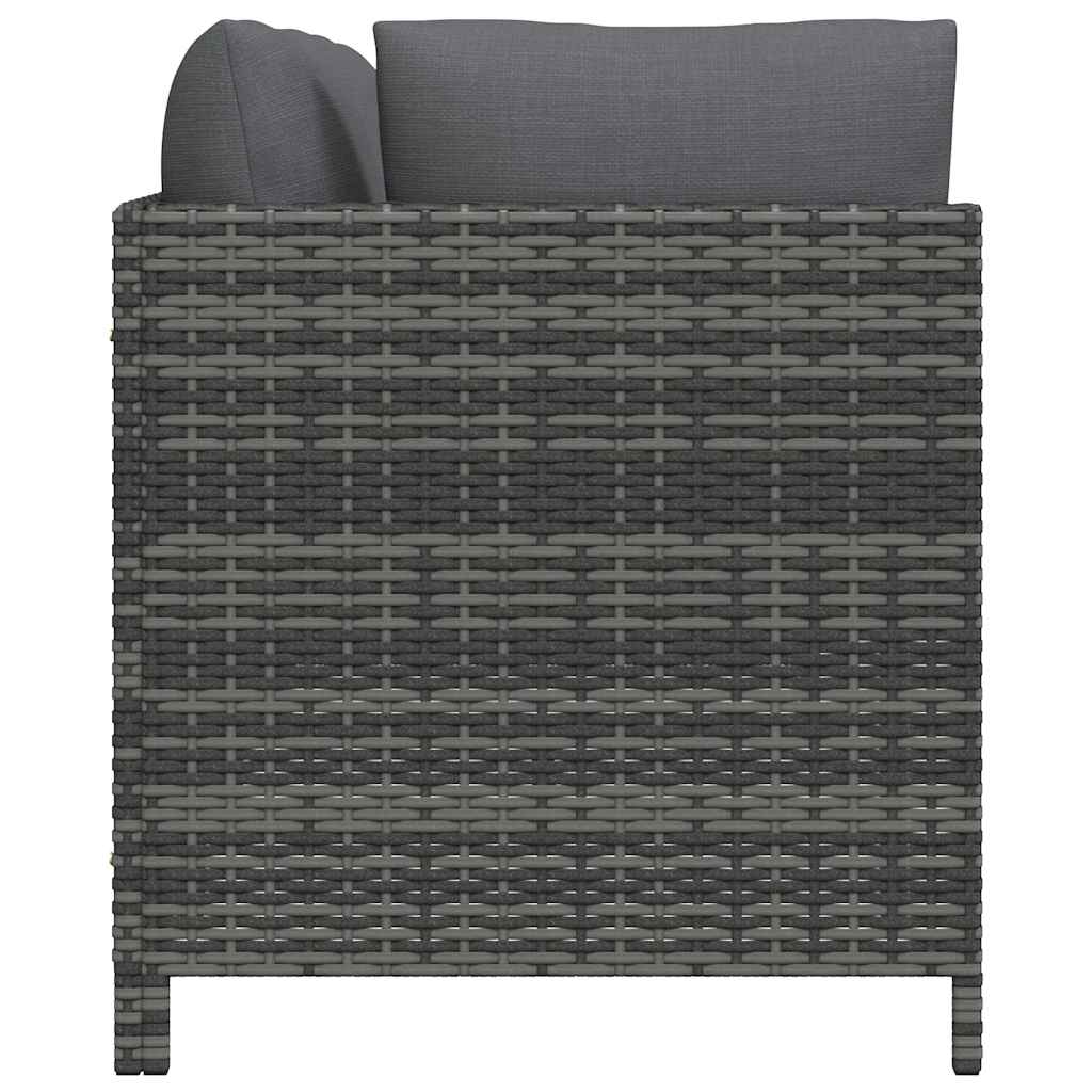 4-Sitzer-Gartensofa mit Kissen Grau Poly Rattan