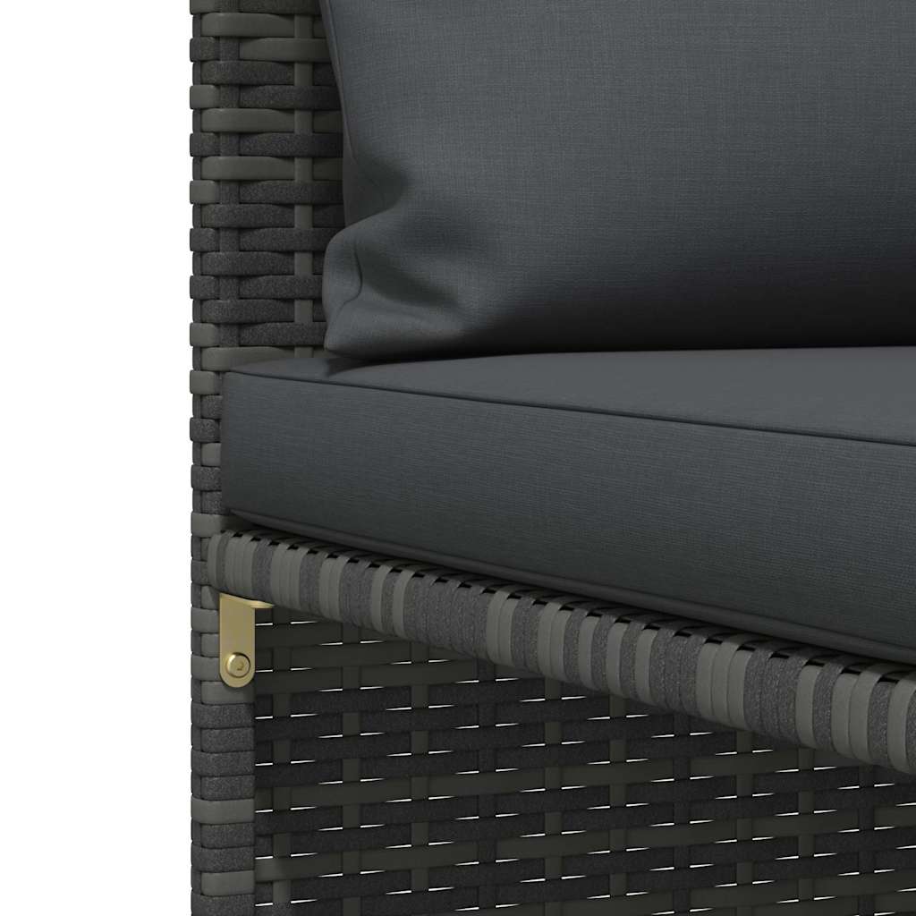 4-Sitzer-Gartensofa mit Kissen Grau Poly Rattan