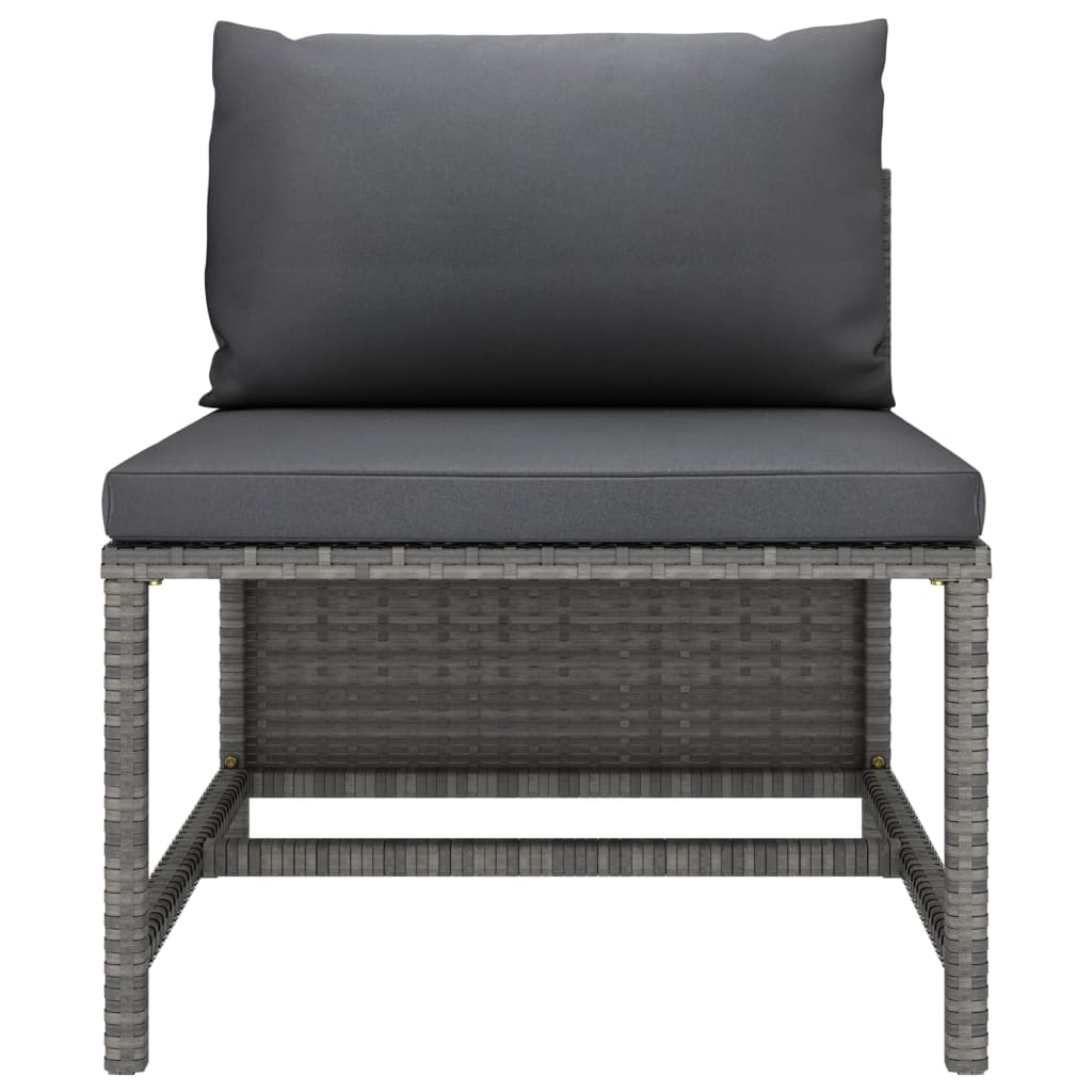 4-tlg. Garten-Lounge-Set mit Kissen Poly Rattan Grau