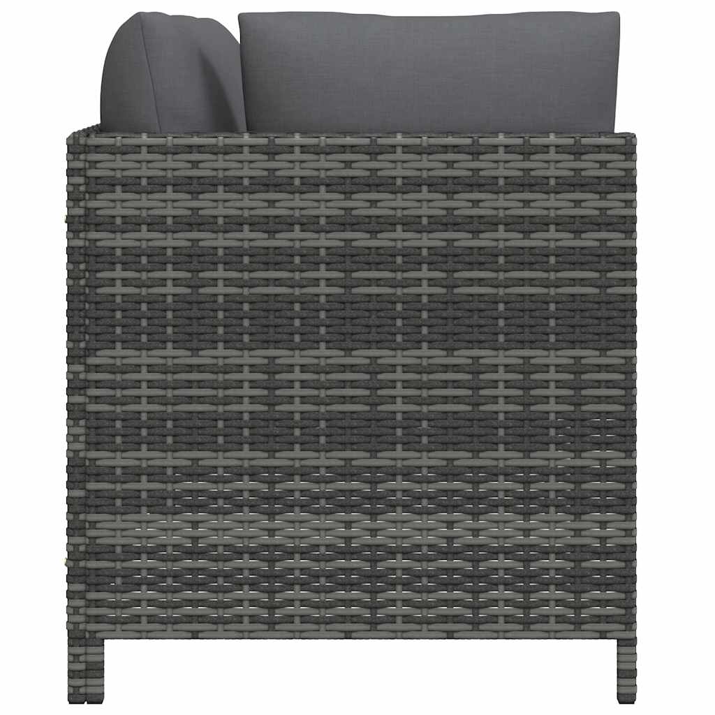 2-tlg. Garten-Sofagarnitur mit Auflagen Poly Rattan Grau