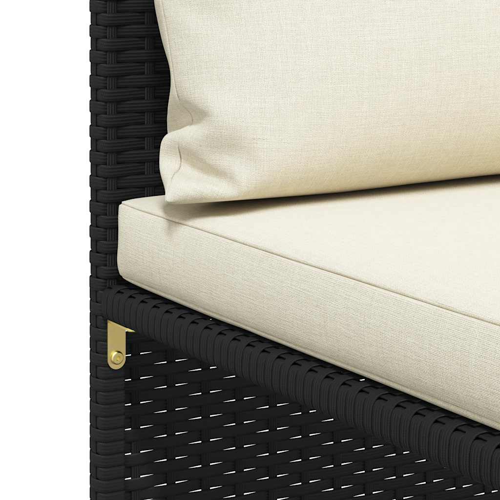 4-Sitzer-Gartensofa mit Auflagen Schwarz Poly Rattan