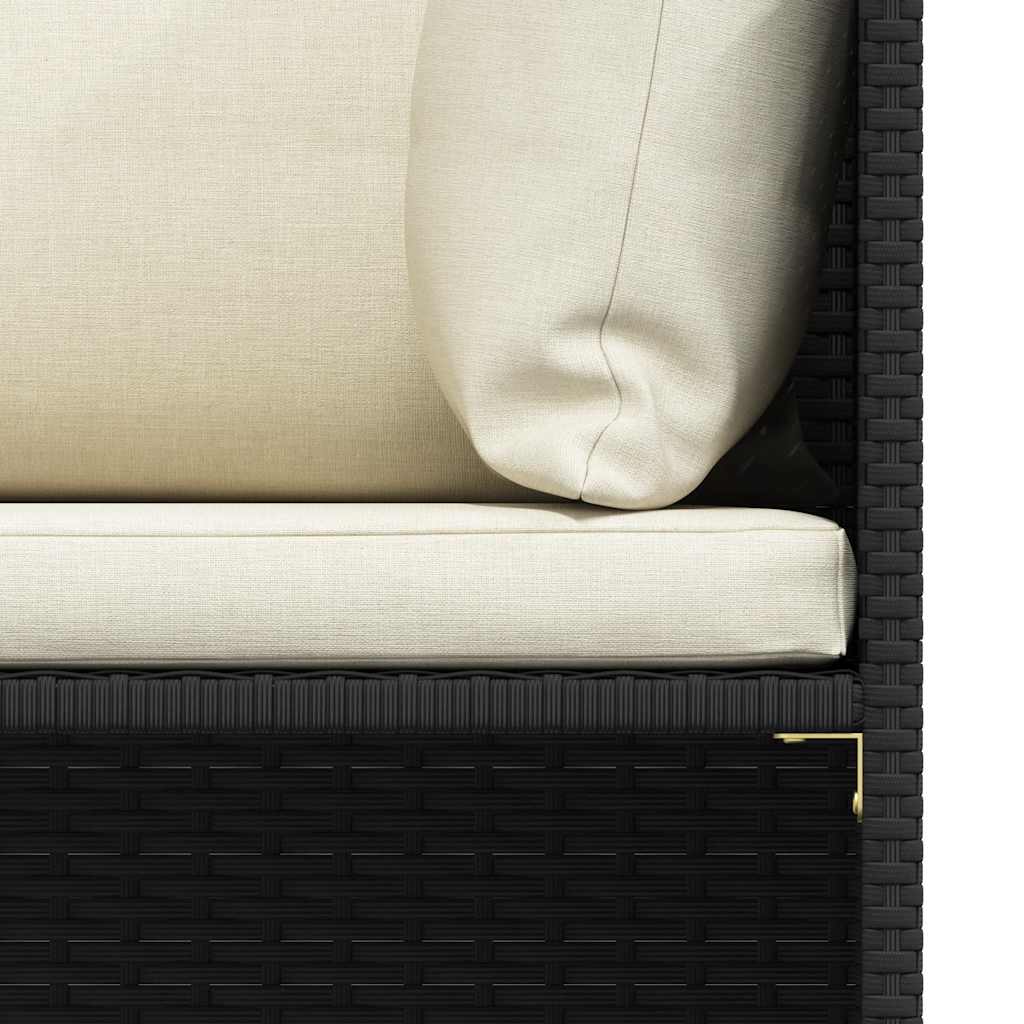3-tlg. Garten-Sofagarnitur mit Auflagen Schwarz Poly Rattan