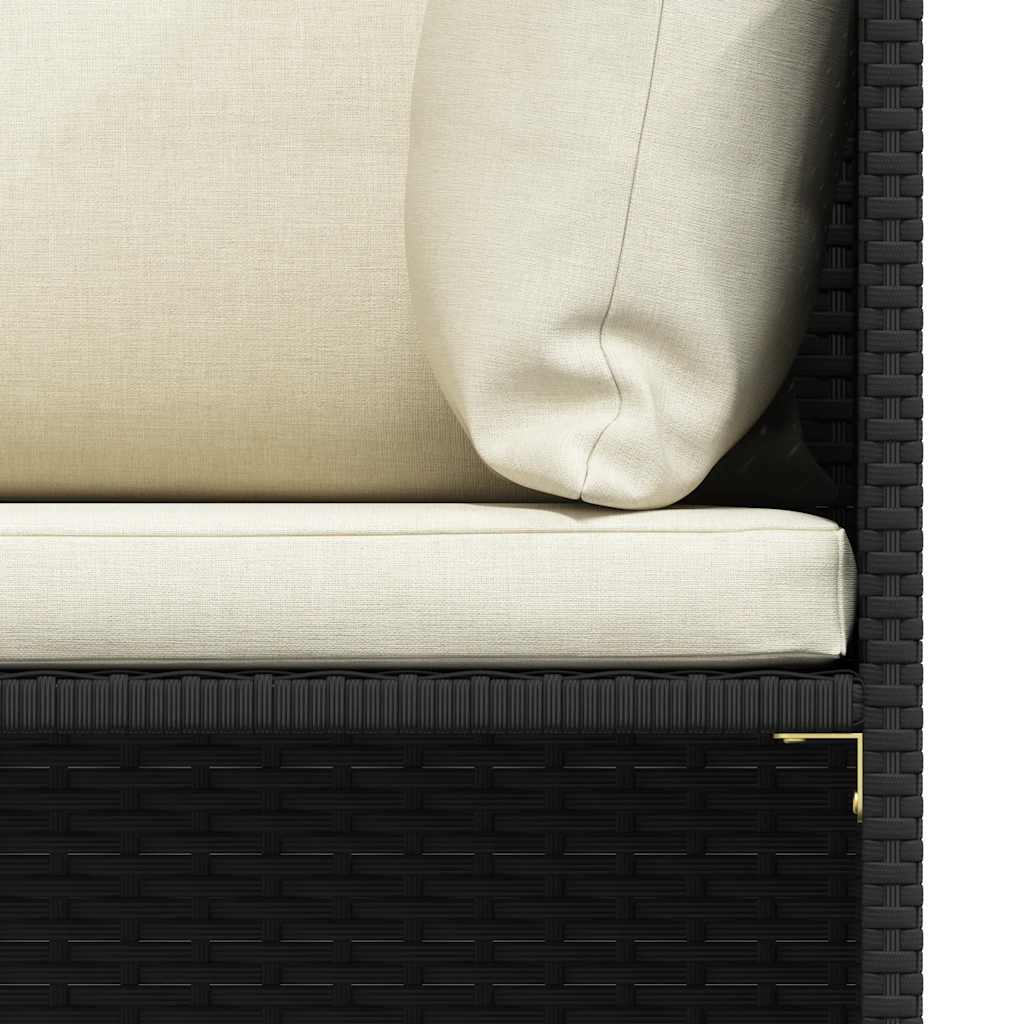 2-tlg. Garten-Sofagarnitur mit Auflagen Schwarz Poly Rattan